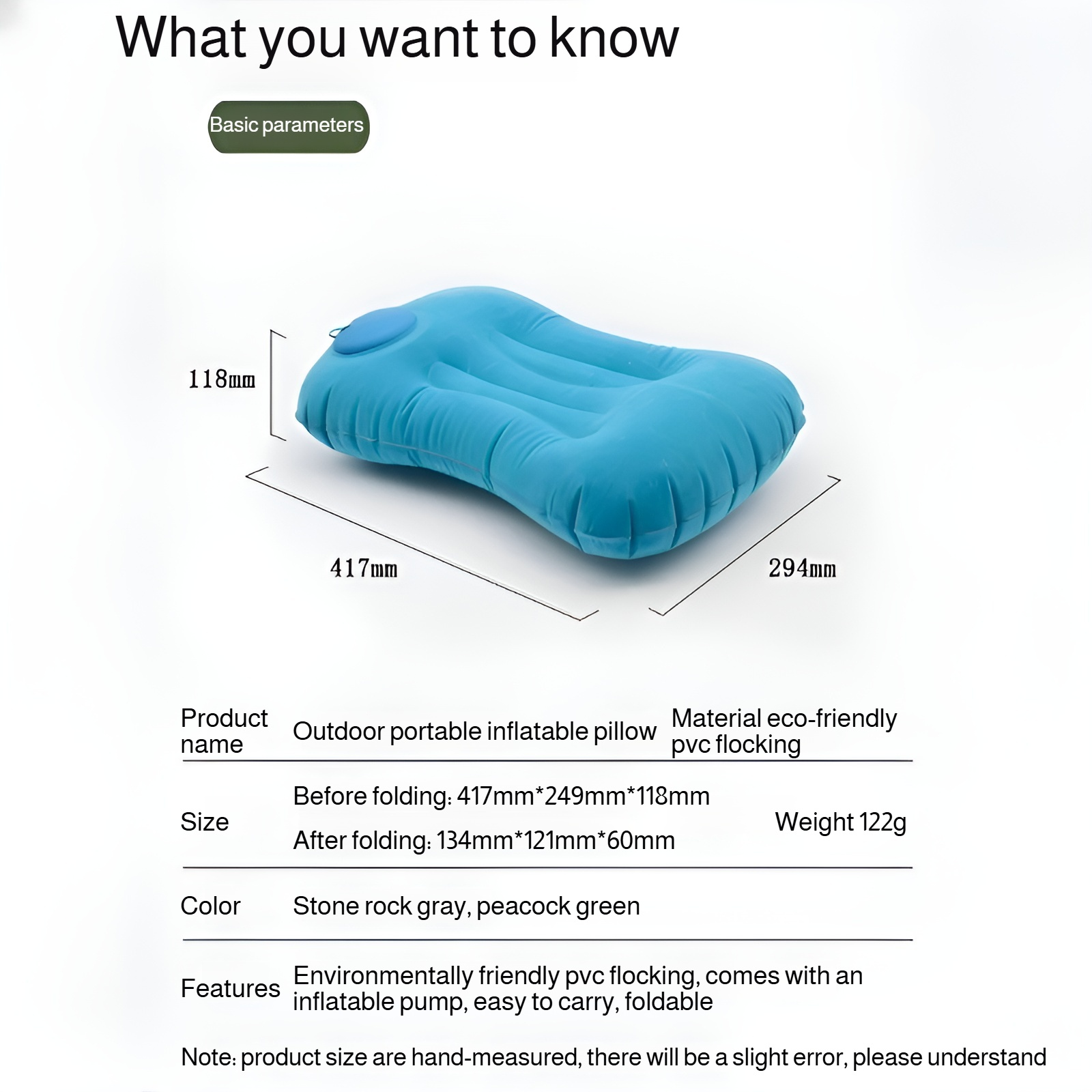 Foldable Portable Inflatable Pillow
