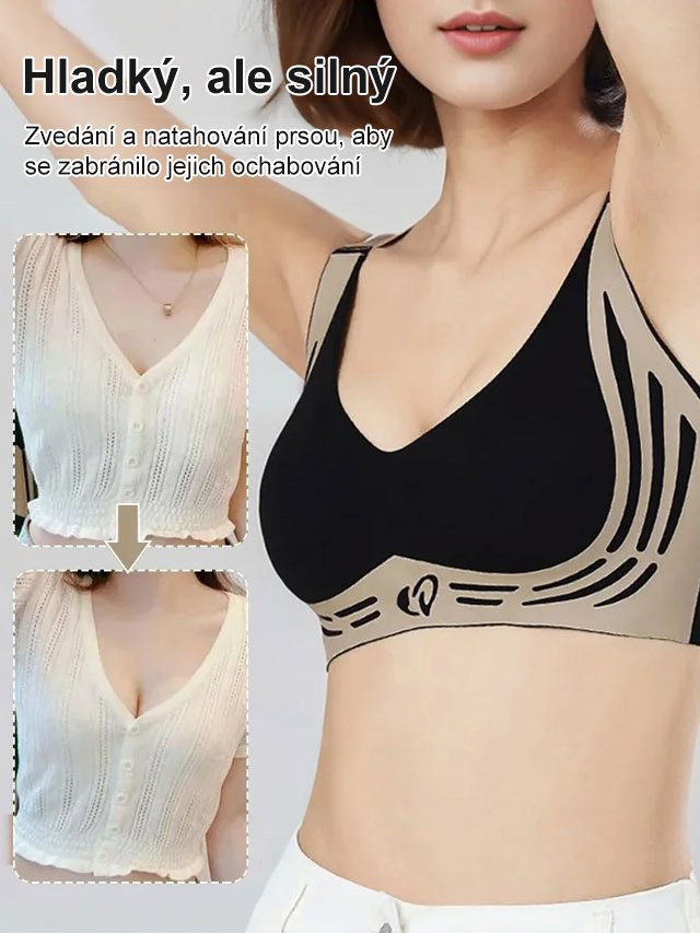 Malé srdíčko s kontrastními barvami, zvedací bezešvá podprsenka.