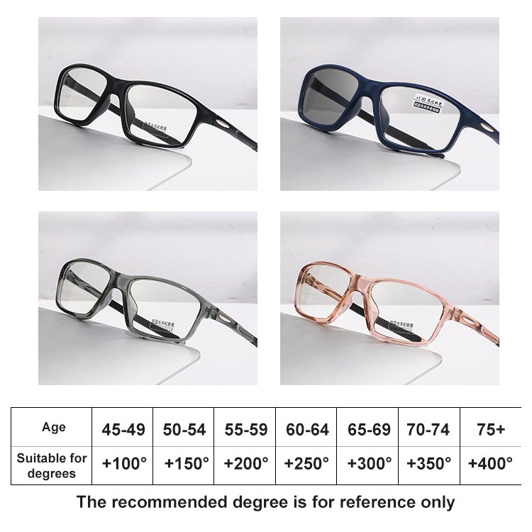Sports photochromic reading glasses for both near and far use