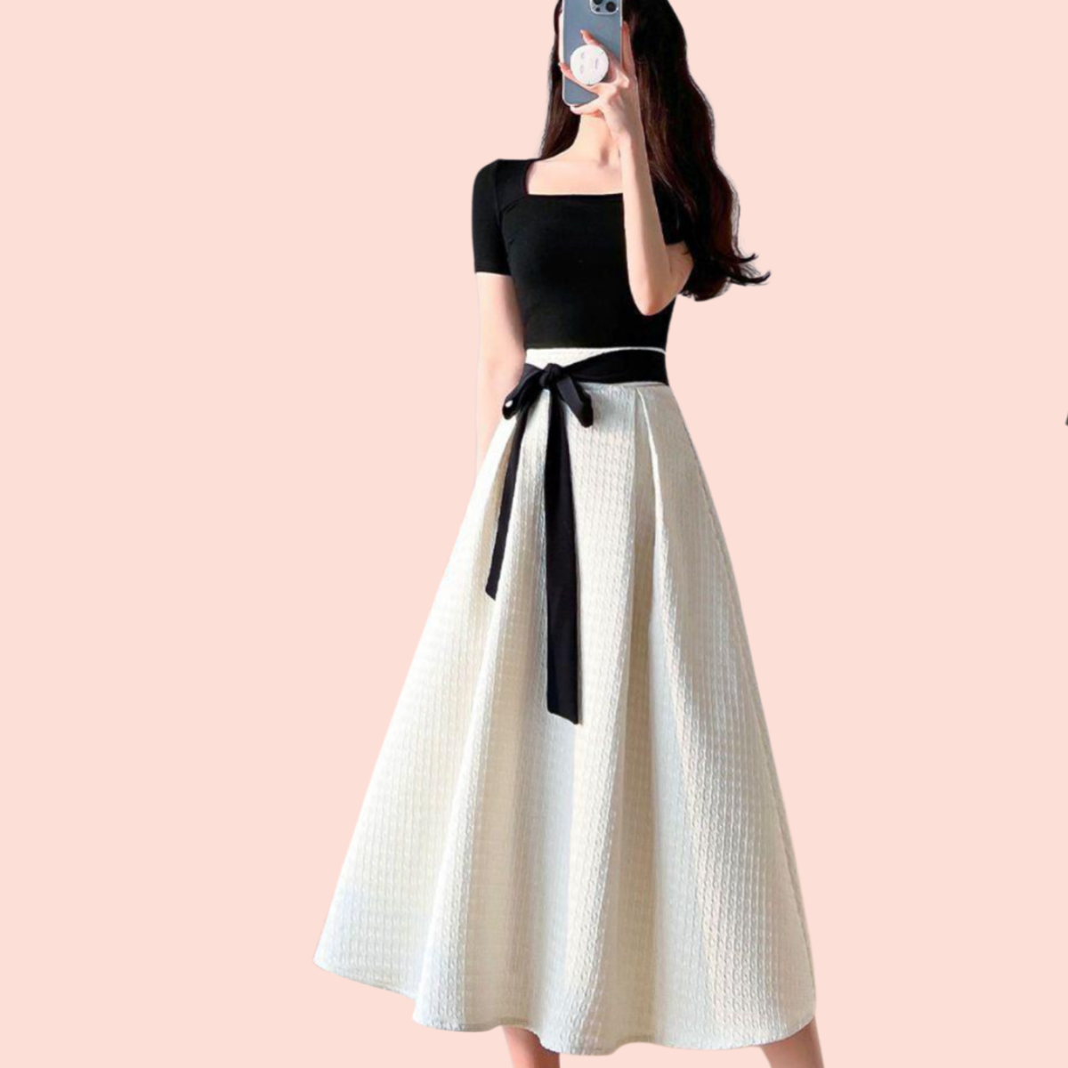 여성 여름 슬림핏 투피스 스커트 세트