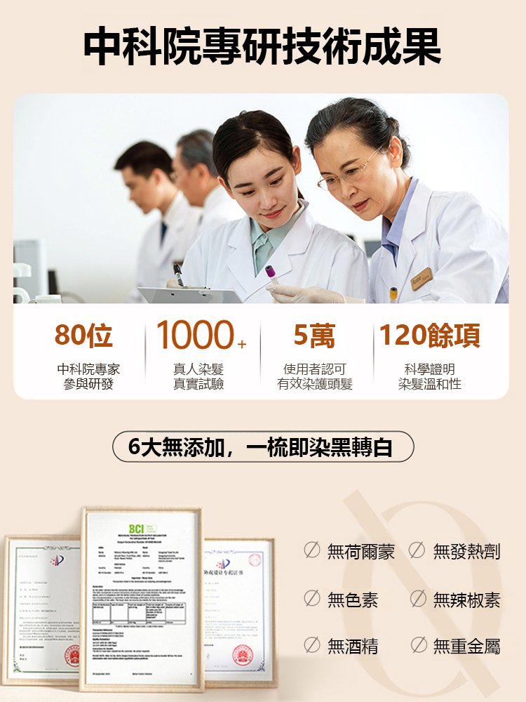 【輕鬆蓋白一梳即黑】智能易梳染植物配方