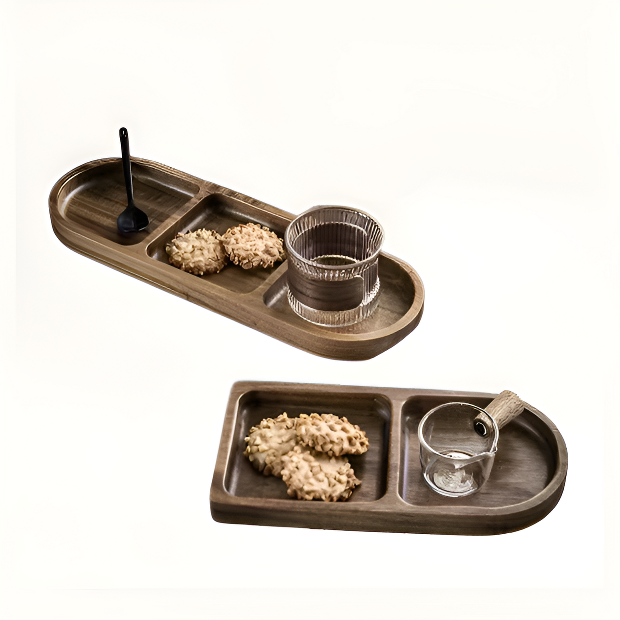 가정용 일본식 나무 타원형 빈티지 칸막이 접시