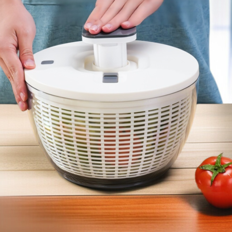 Hilandero Manual de verduras tipo empuje, cesta de drenaje de comida para ensalada de frutas, deshid