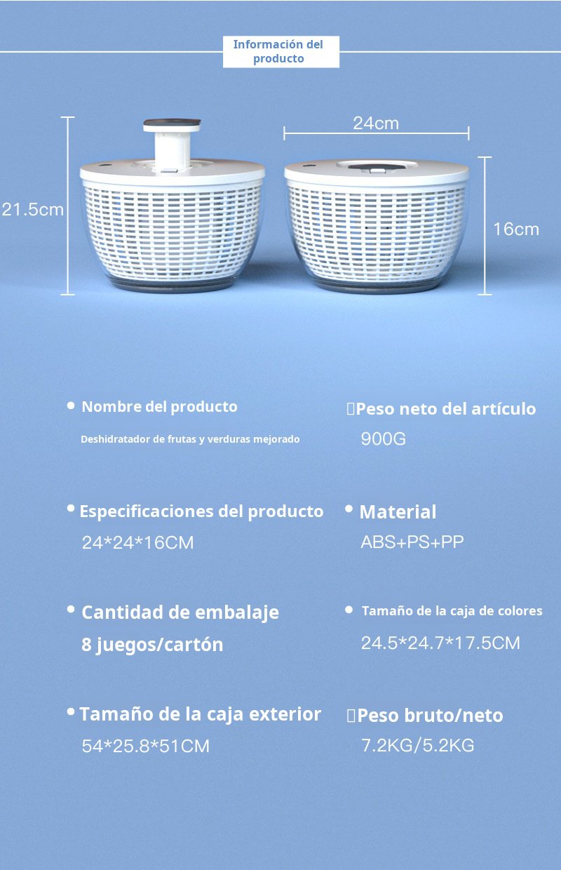 Hilandero manual de verduras con cesta de drenaje