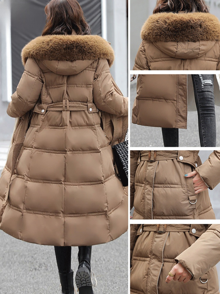 [Celebrity Style] Mittellange Slim-Daunenjacke