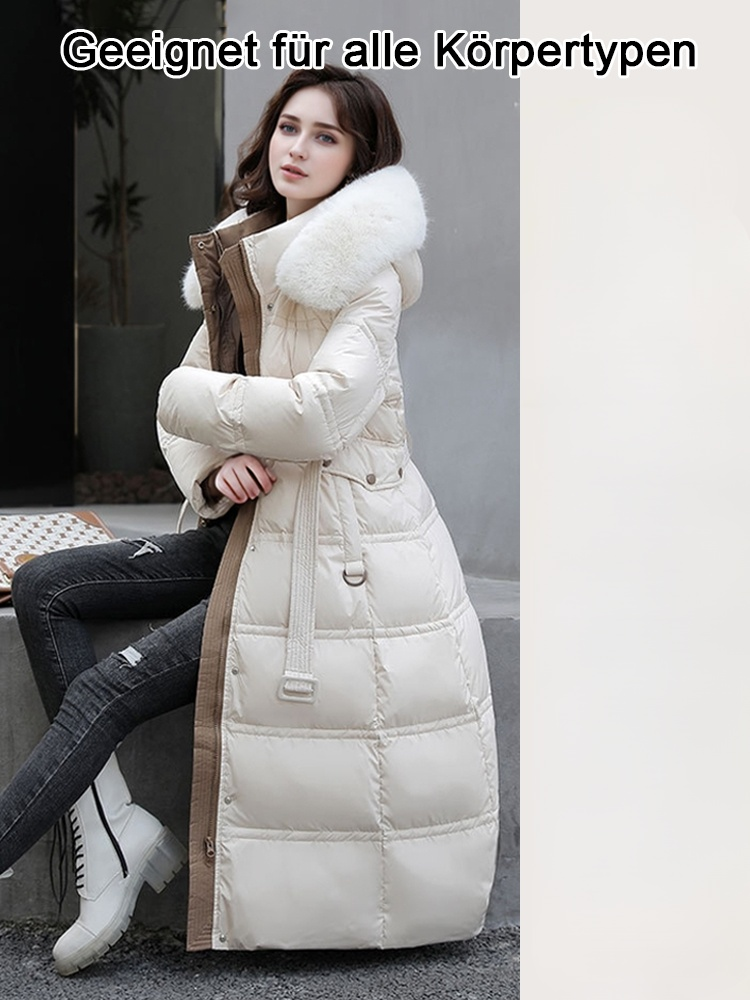 [Celebrity Style] Mittellange Slim-Daunenjacke