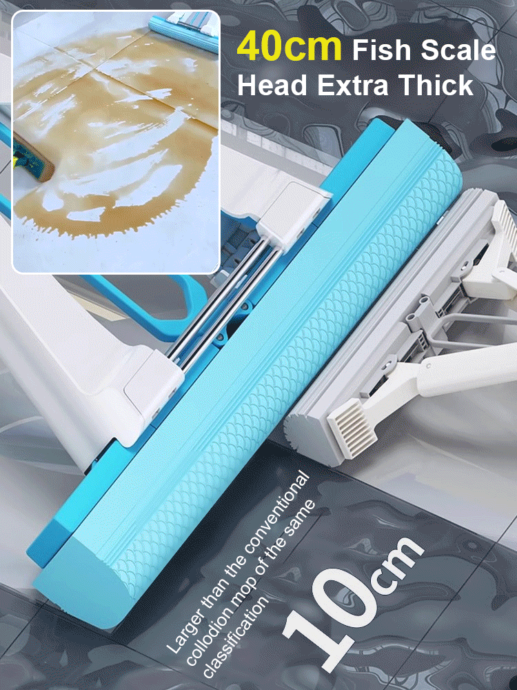 [Whale Swallowing Water Absorbent Mop for Wet and Dry Use] Fish Scale Absorbent Mop