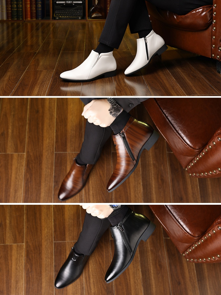 남성용 뽀족코 리얼가죽 첼시부츠
