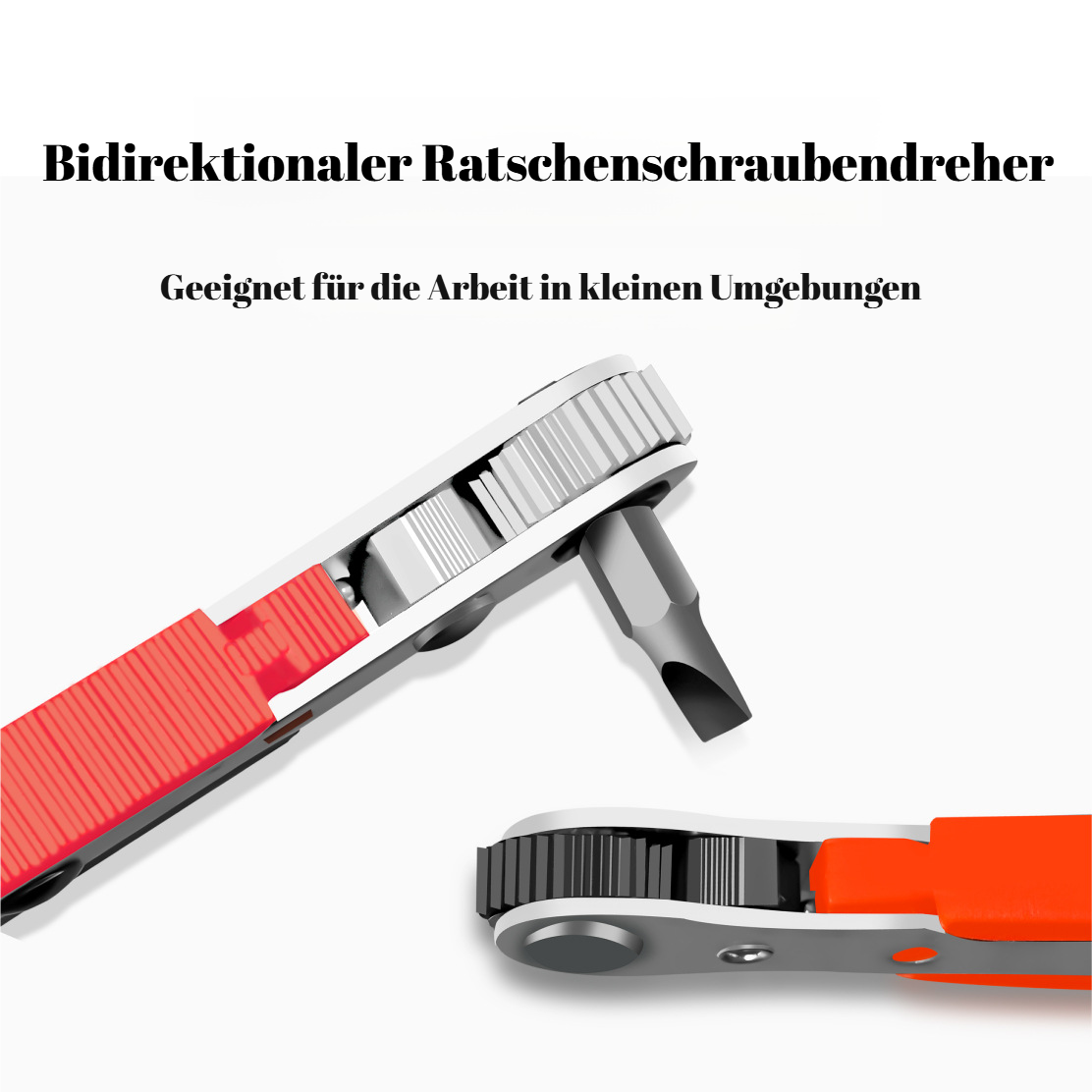 Zahnratsche, Reparatur kleiner Räume, Chargenkopf, Vorwärts- und Rückwärts-L-Biegeschlüssel