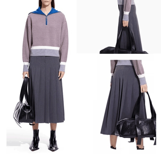 細見えロングプリーツスカート