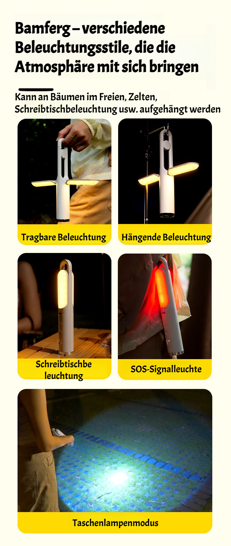 Kompakte Notfall-Campingleuchte für Outdoor-Abenteuer