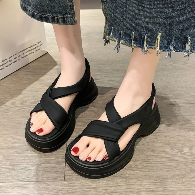 모던 통굽 키높이 샌들