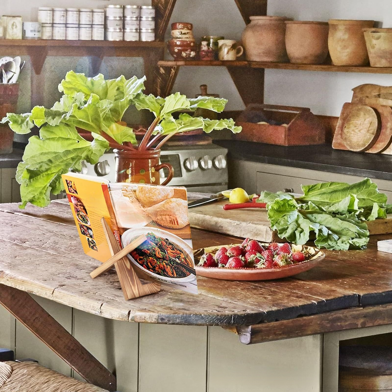 Home lazy recipe stand reading rack solid wood record storage display stand iPad wooden lazy stand