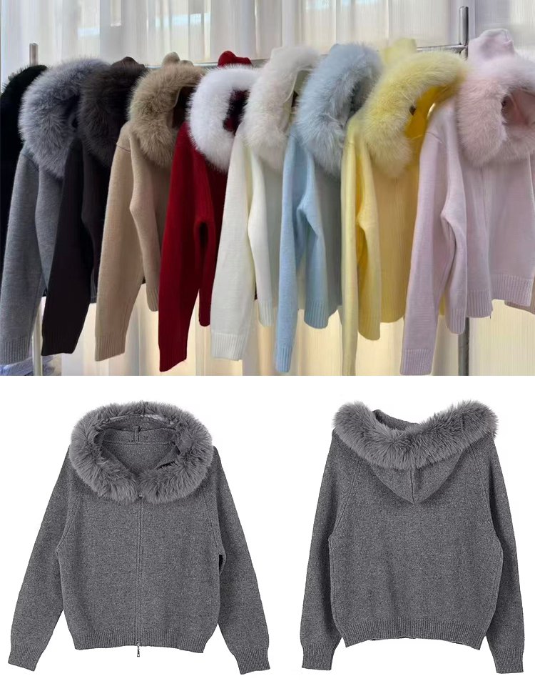 【楽天市場ニット部門売上No.1】オンライン在庫を半額で特別販売！取り外し可能なボア付きカシミヤセーター。