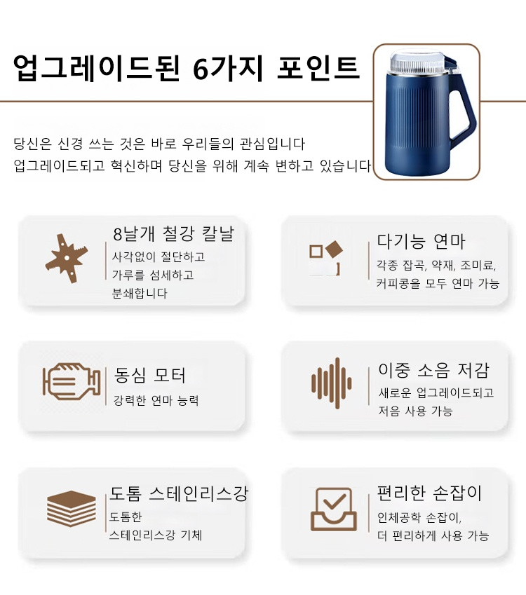 커피콩, 곡물, 향신료 분쇄에 적합한 다기능 분쇄기