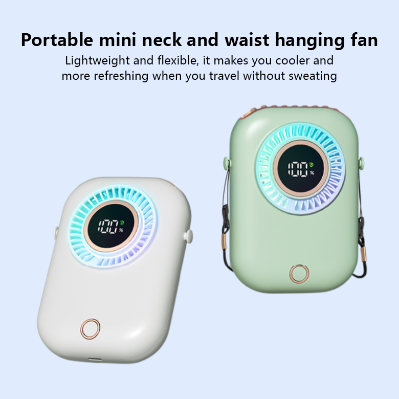 Portable mini neck and waist hanging fan