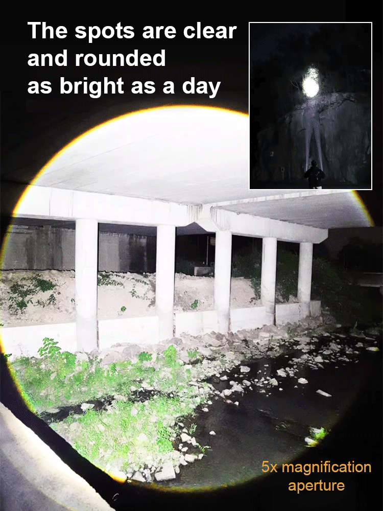 [200㎡Large Flood Aperture] Telescopic Focus High-Light Aluminum Alloy Flashlight