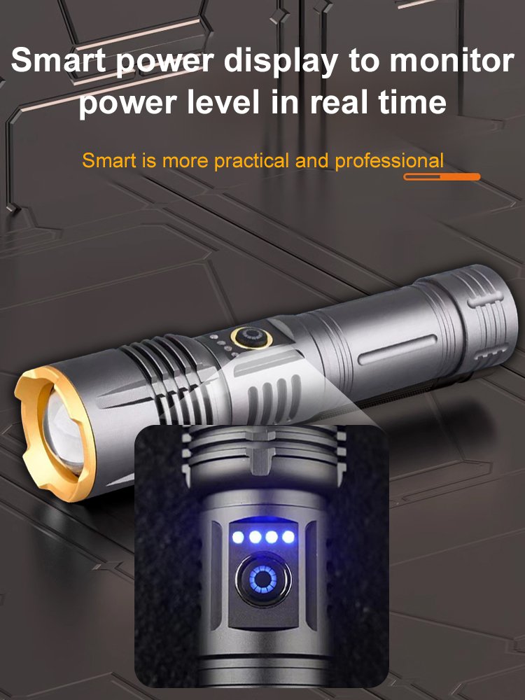 [200㎡Large Flood Aperture] Telescopic Focus High-Light Aluminum Alloy Flashlight