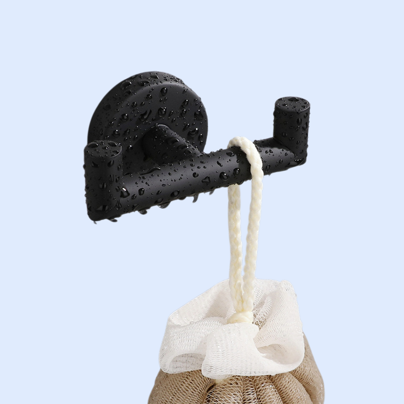 Black Metal Bathroom Double Towel Hook