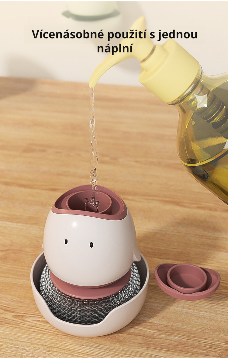 Detail ergonomické rukojeti kartáče na mytí nádobí