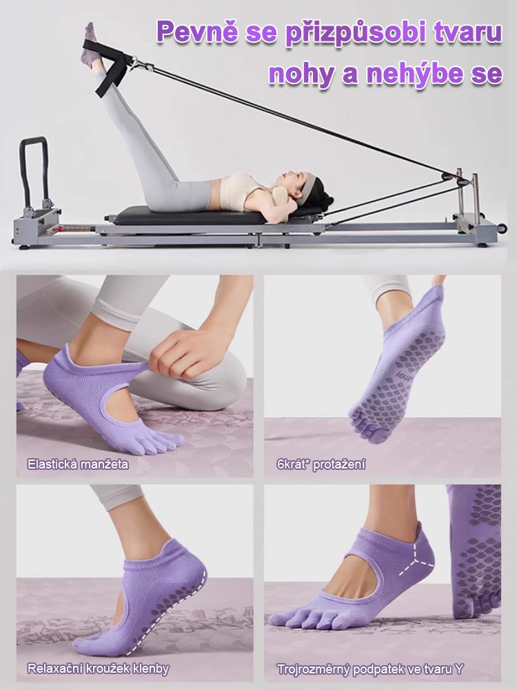 Protiskluzové jóga ponožky s pěti prsty