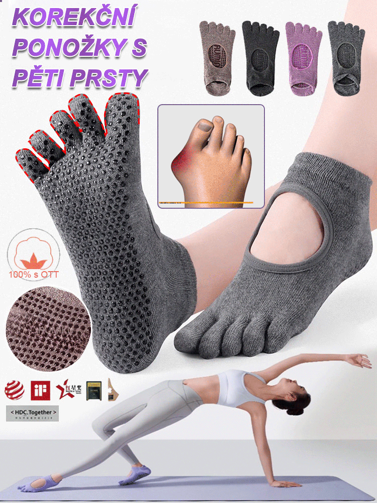 Protiskluzové jóga ponožky s pěti prsty