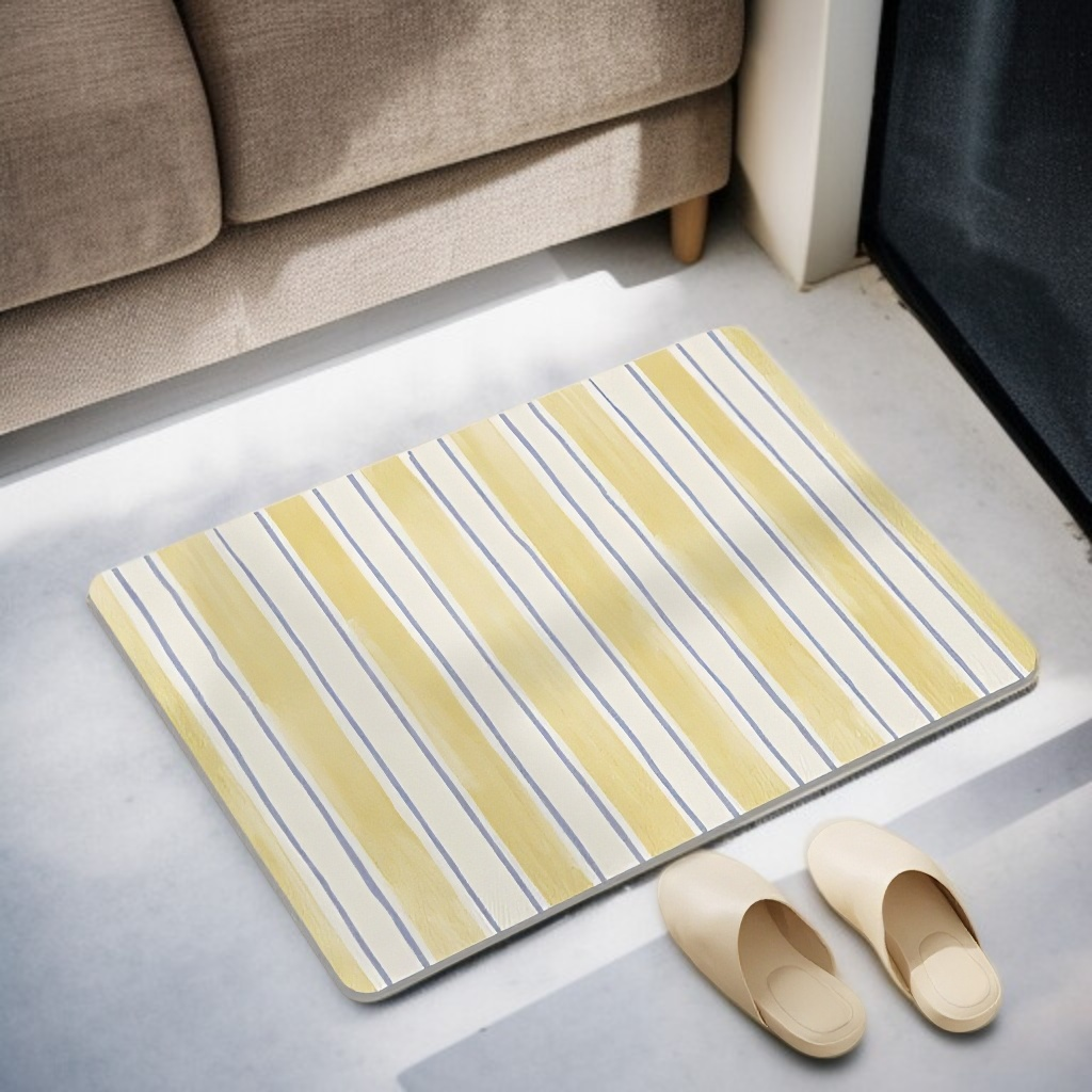 衛生間簡約條紋矽藻泥地墊全景展示