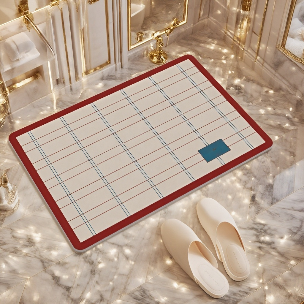 衛生間簡約條紋矽藻泥地墊