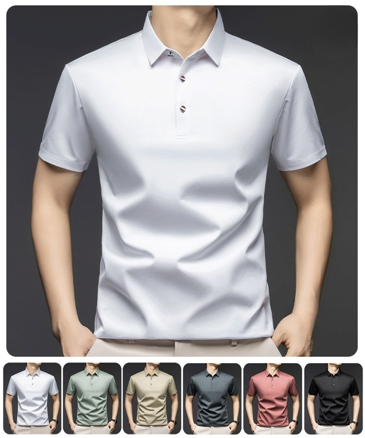 アイスシルク通気性メンズポロシャツ