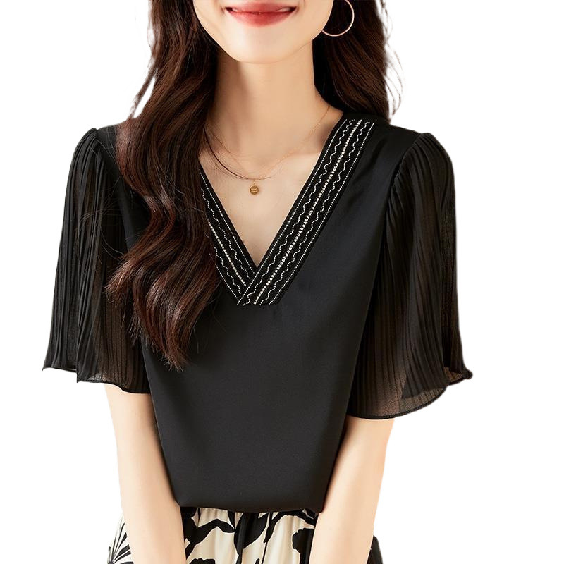 여성 여름 반팔 상의 배 가리는 반팔 화이트 셔츠 봄옷 블라우스 반팔 상의