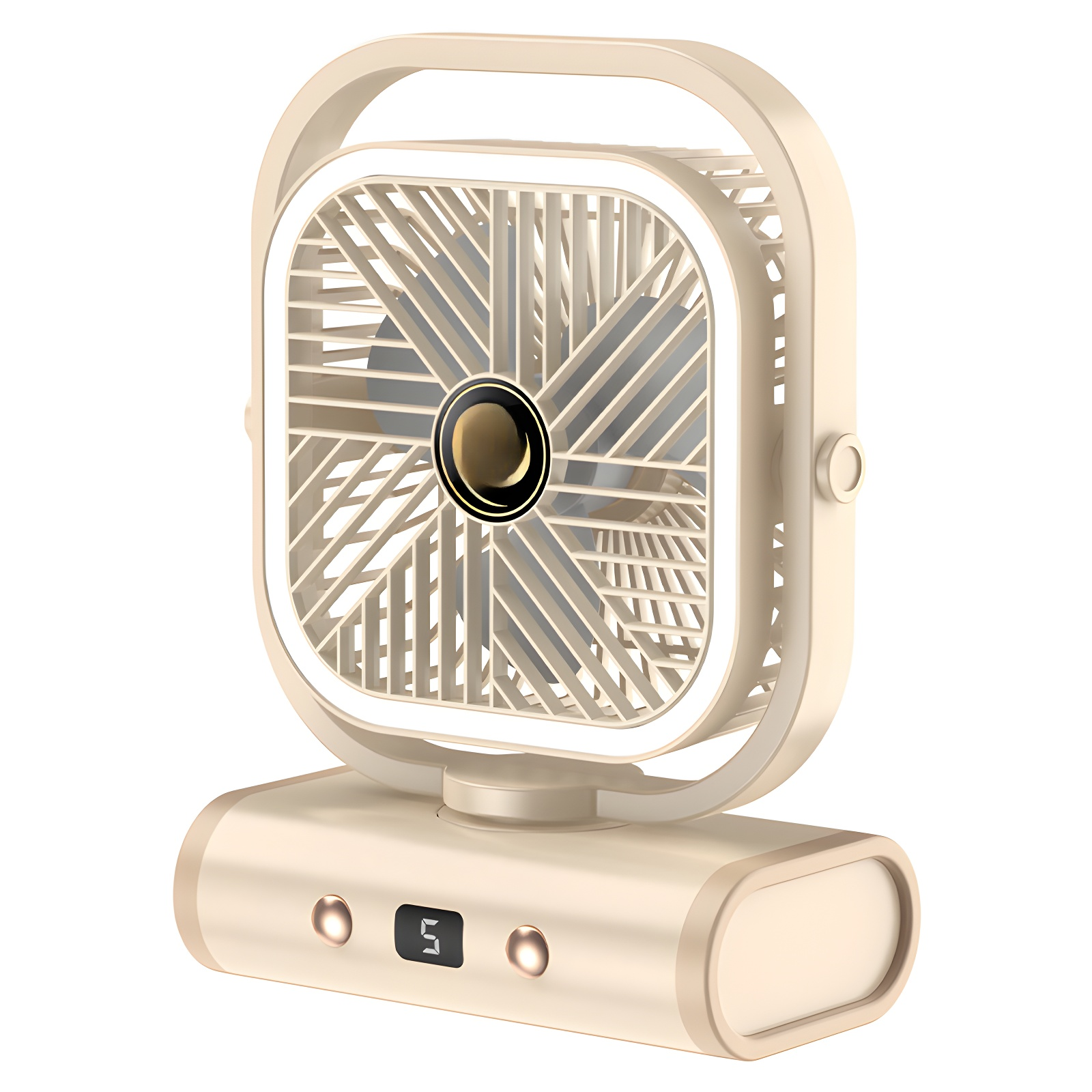 デジタルスクリーンシェーキングファン アウトドアキャンプファン ナイトライト 多機能充電式循環ファン テントギフト