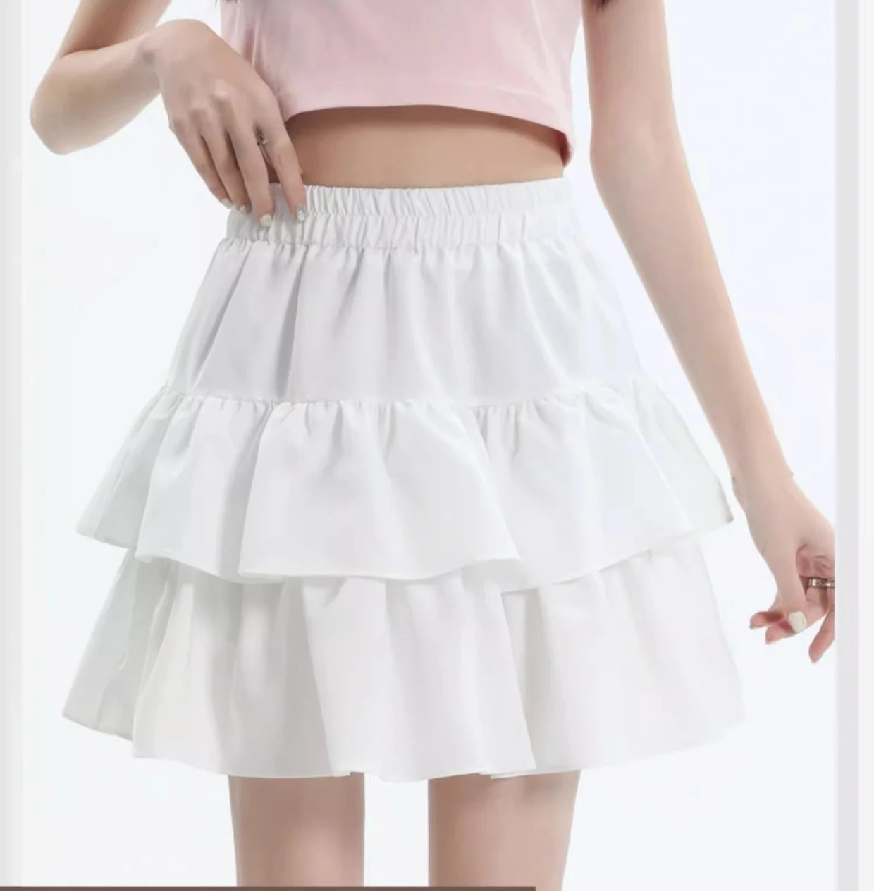 여성용 날씬해 보이는 프릴 스커트