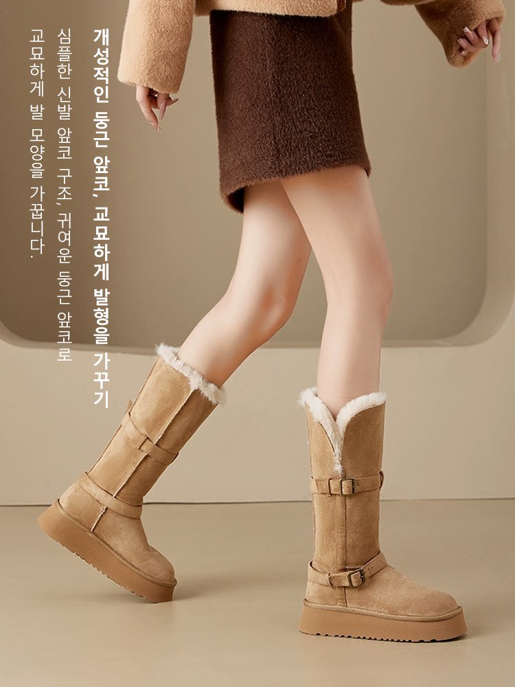 영하 30도 착용 가능 털가죽 일체형 스노우 부츠