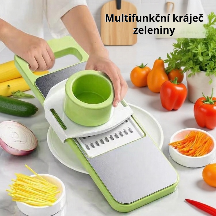 Český: Struhadlo na brambory z nerezové oceli, víceúčelový kráječ