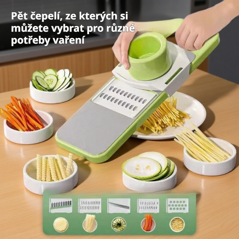 Český: Struhadlo na brambory z nerezové oceli, víceúčelový kráječ