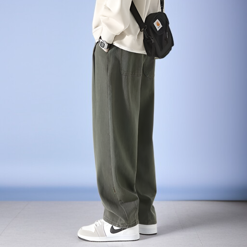 カジュアルパンツアーミーグリーンルーズストレートレッグワークパンツメンズヴィンテージカジュアルパンツ