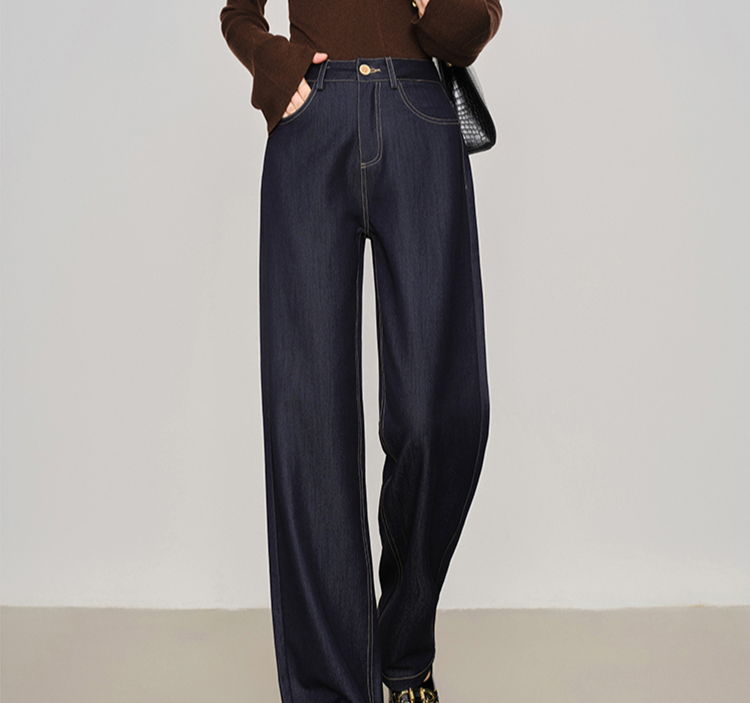  レディースハイウエストワイドレッグジーンズ