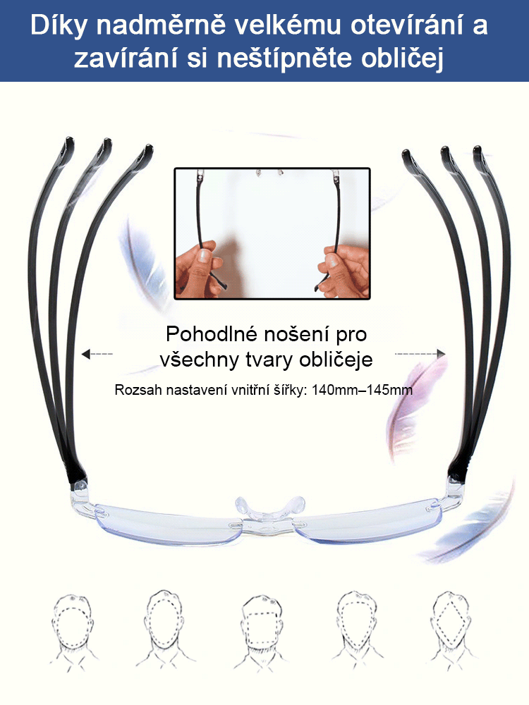 HD čtecí brýle: Automatické přiblížení a blokování modrého světla