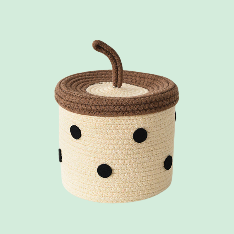 면 로프 뚜껑이 있는 잡화 수납 바구니, 가정용 침실 바구니