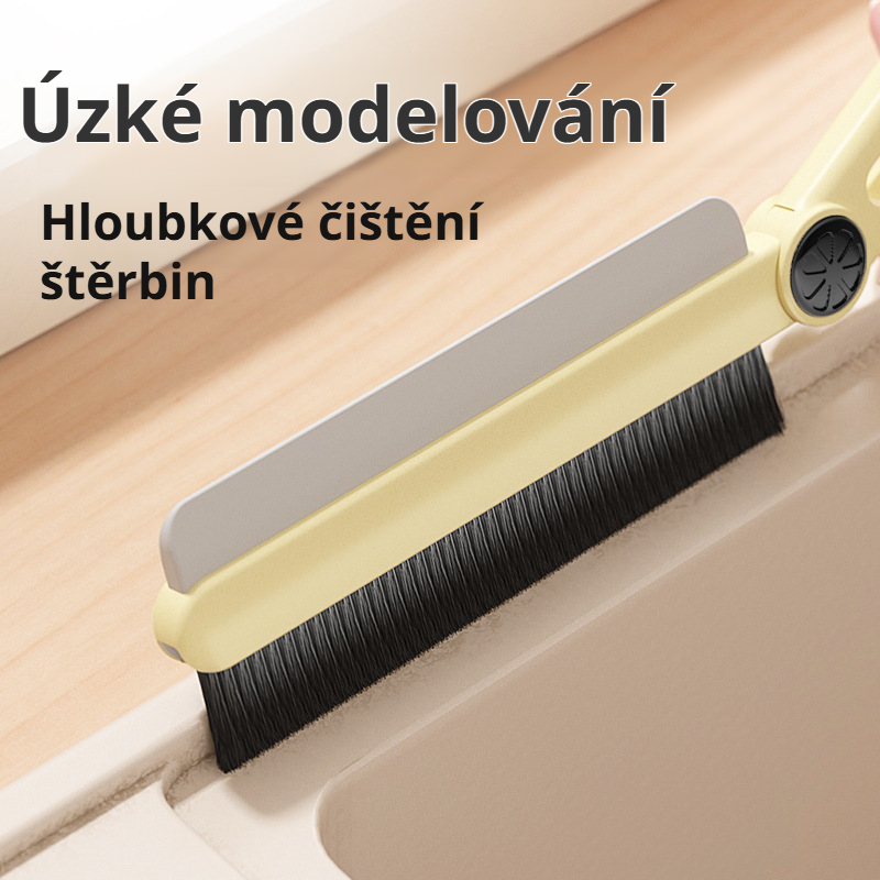 Silikonový kartáč s dlouhou rukojetí na štěrbiny