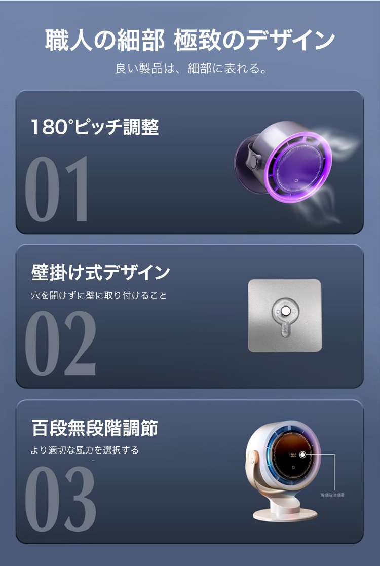 首振り機能付きサーキュレーターの可動範囲説明画像