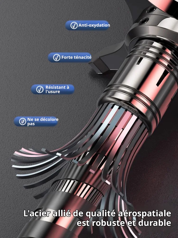 Bâton de randonnée télescopique multifonction en acier allié avec serrure de résistance pour extérie