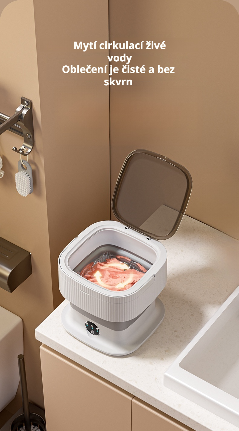 Velkokapacitní modrá domácí pračka vše v jednom – přední pohled