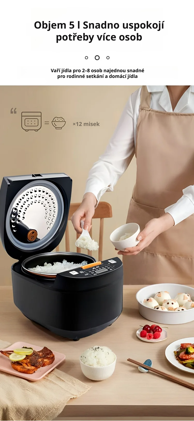 Velkokapacitní rýžovar ideální pro rodinné vaření