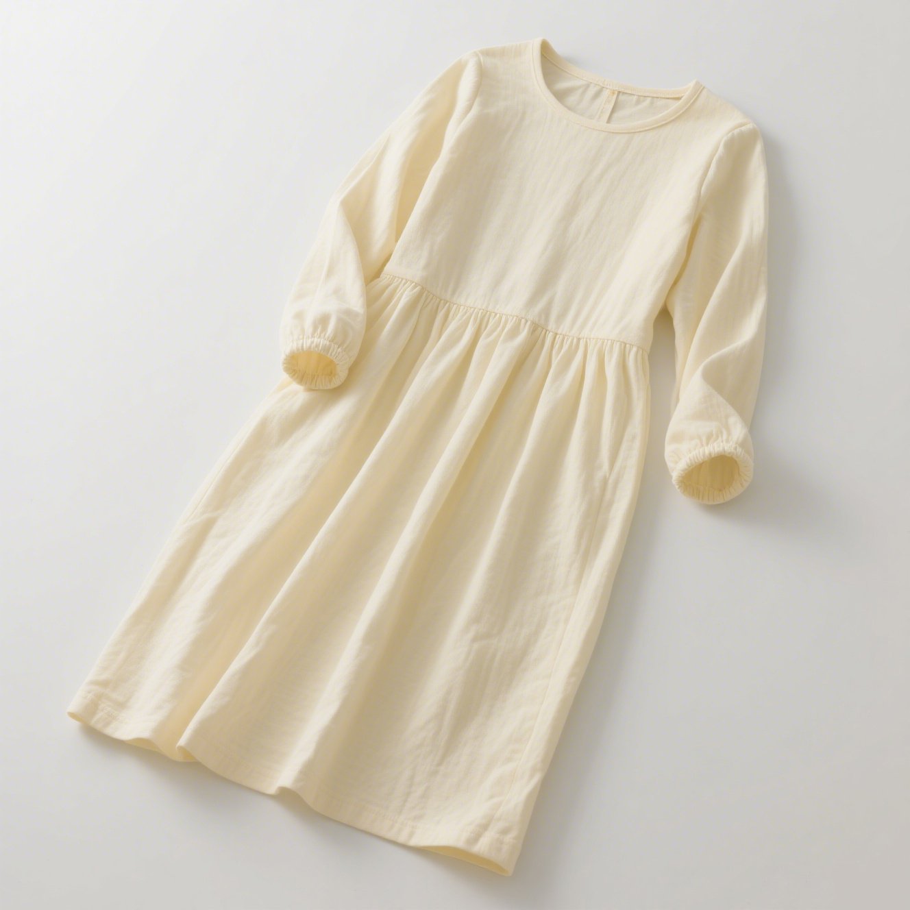 ベージュカラーのロングドレス全体画像