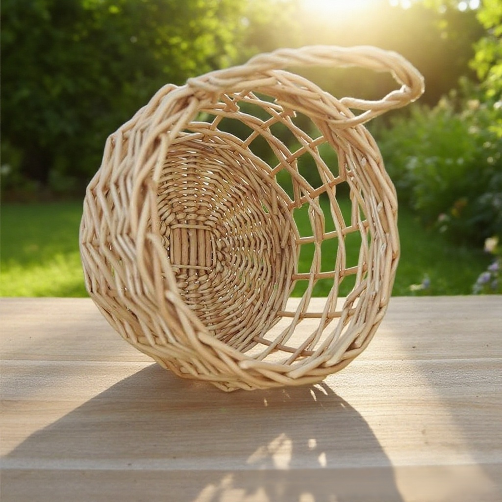 등나무 엮기 벽걸이 생강마늘 수납 광주리