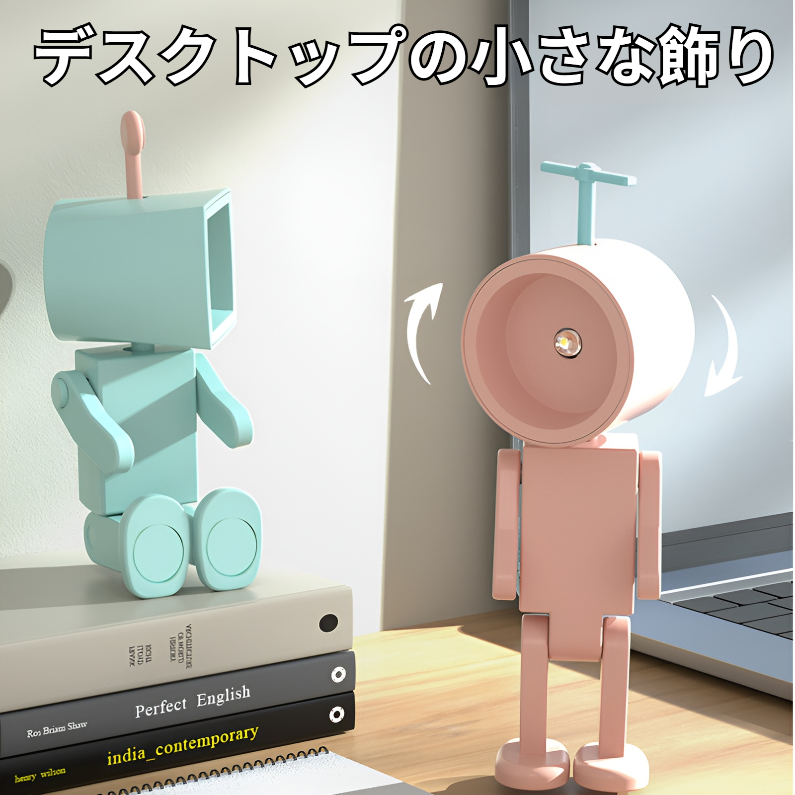 宇宙飛行士の磁気ナイトライトLEDミニロボット、バッテリーブックライト、デスクトップビルディングブロック装飾、雰囲気のあるライト付き