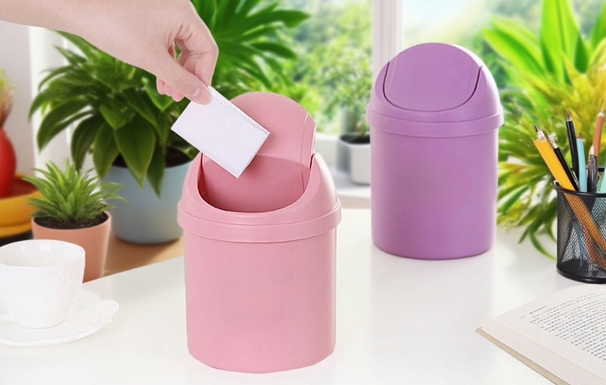 キッチン向け蓋付きミニデスクトップゴミ箱の外観
