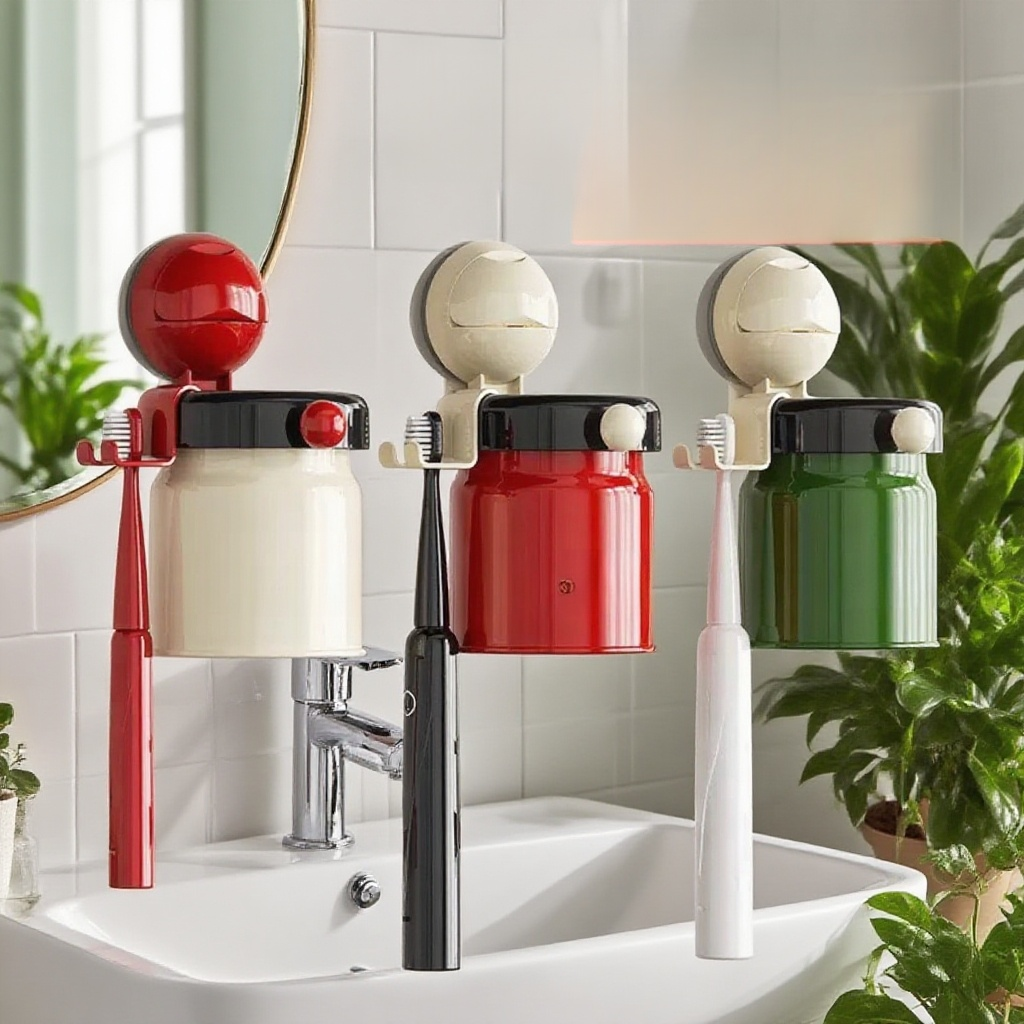 衛浴掛牆式磁吸牙刷杯
