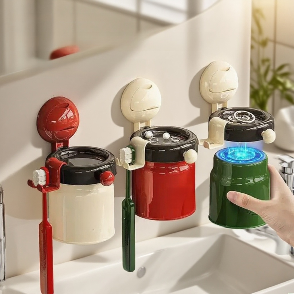 衛浴掛牆式磁吸牙刷杯